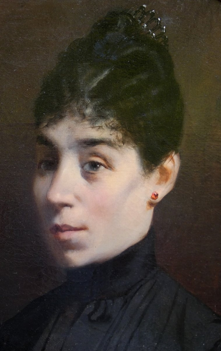 Alexandre Serres 1846-1901 - Large Portrait 1888 - The Young Woman With A Ruby-photo-5