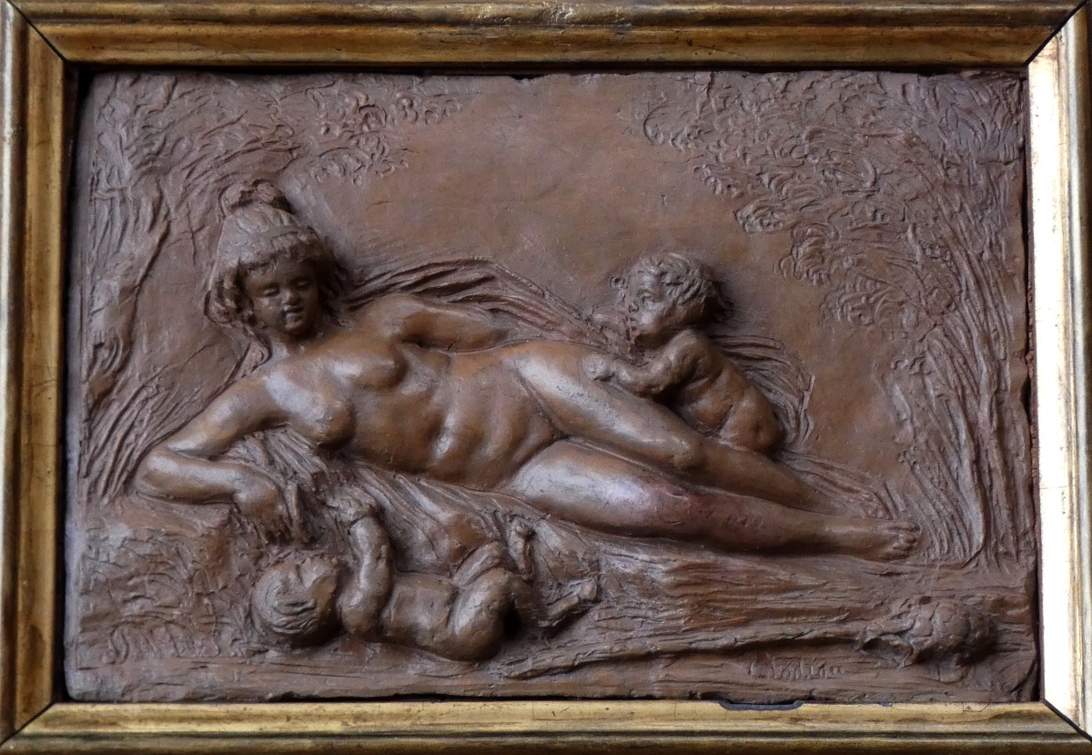 Clodion 1738-1814 - Rare Bas-relief Sculpture - Mythology Scene With Nymph & Satyrs