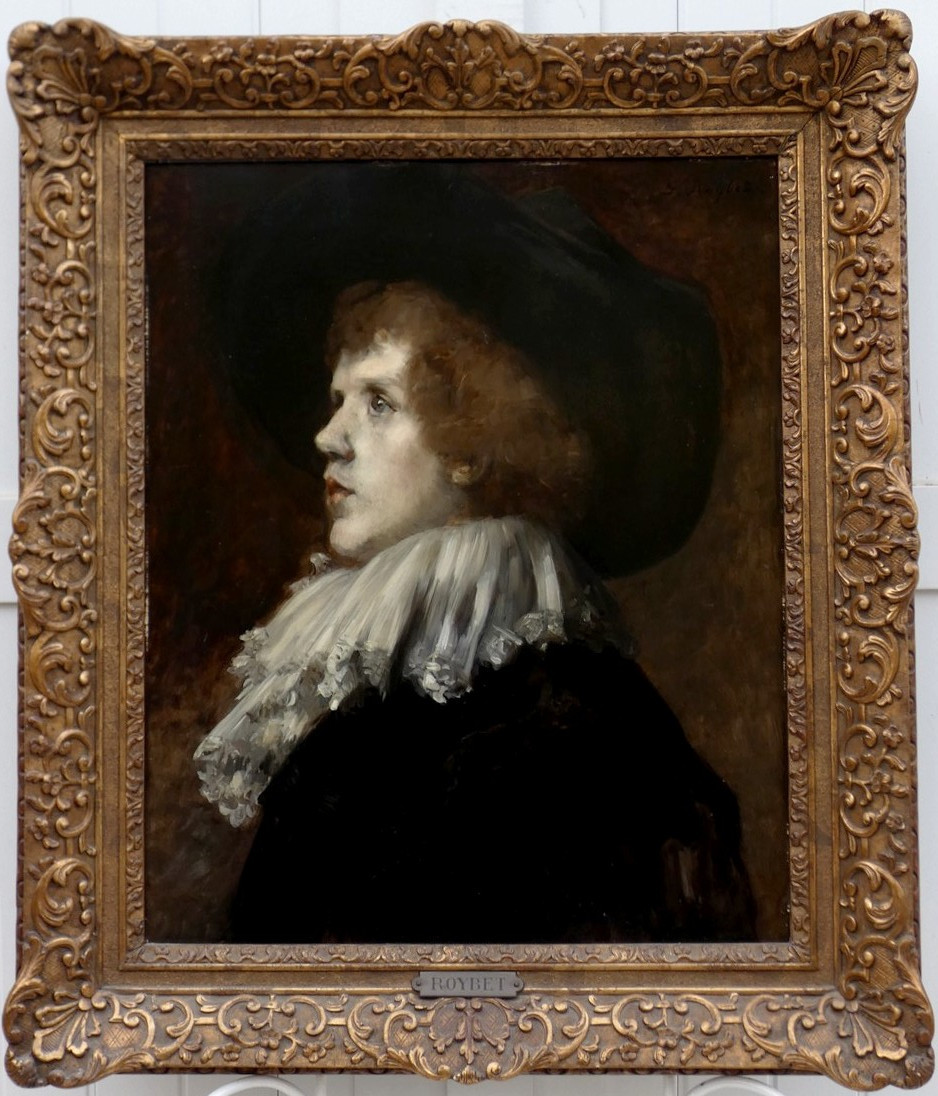 FERDINAND ROYBET 1840-1920 - GRAND PORTRAIT DE MOUSQUETAIRE OU GENTILHOMME AU COL BLANC