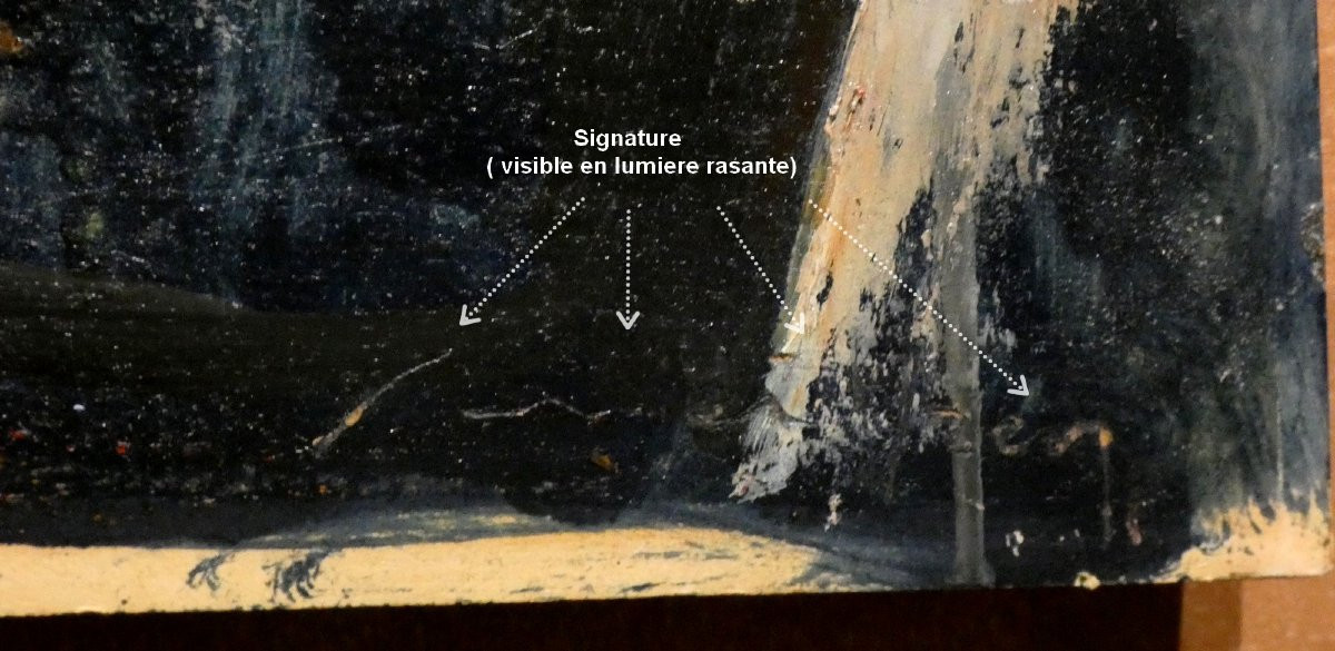 Large Cubist Painting, 1930-1940 - Landscape Of A Village With A Yellow Bridge - Signature?-photo-5