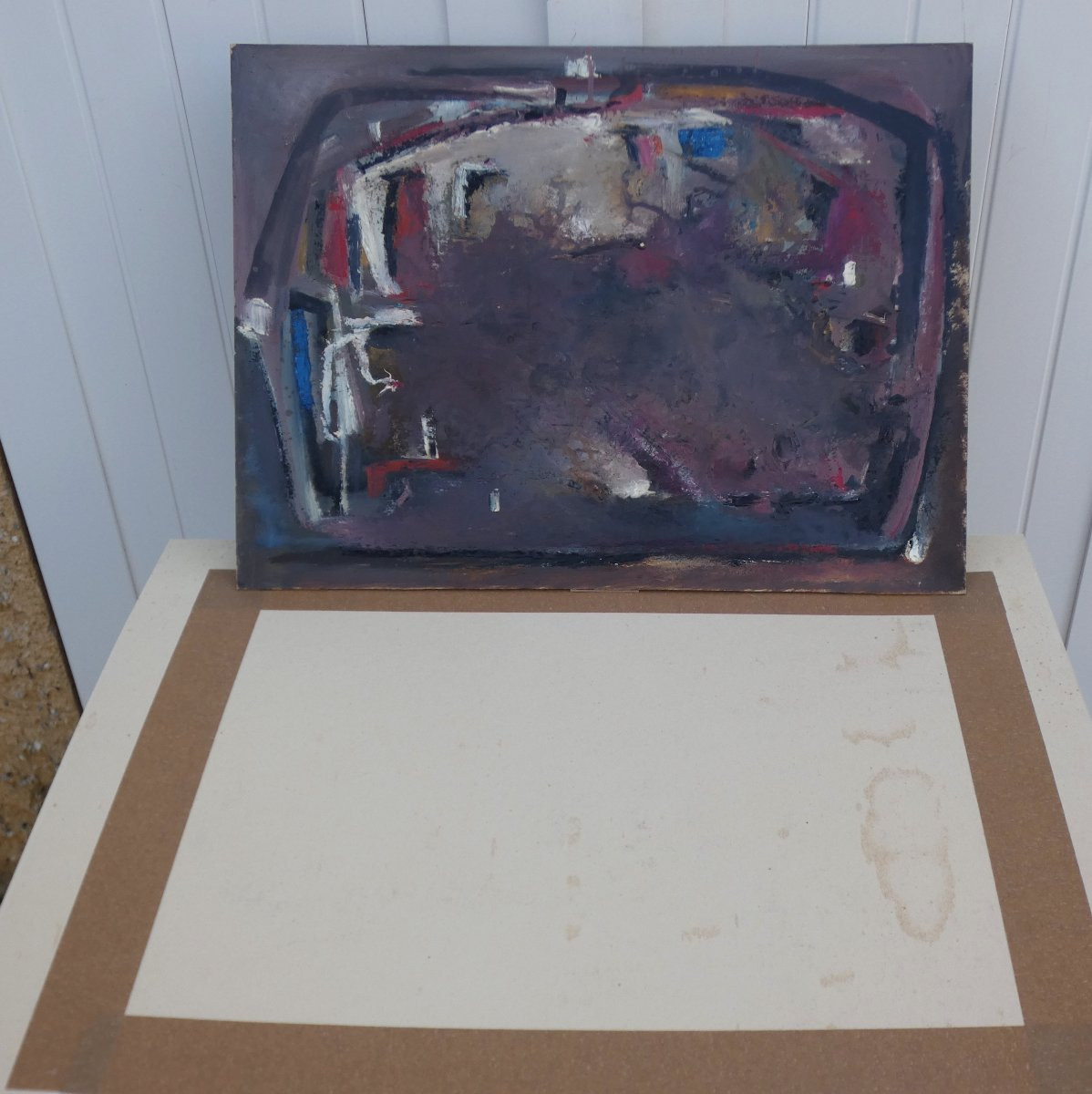 Large Cubist Painting, 1930-1940 - Landscape Of A Village With A Yellow Bridge - Signature?-photo-8