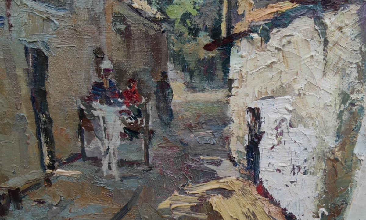 GRAND IMPRESSIONNISTE 1950...JÉRUSALEM , VIEILLE VILLE & QUARTIER JUIF...SIGNÉ CYRILLIQUE  ?-photo-4