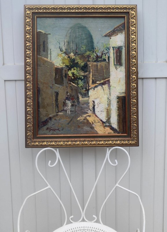 GRAND IMPRESSIONNISTE 1950...JÉRUSALEM , VIEILLE VILLE & QUARTIER JUIF...SIGNÉ CYRILLIQUE  ?-photo-3