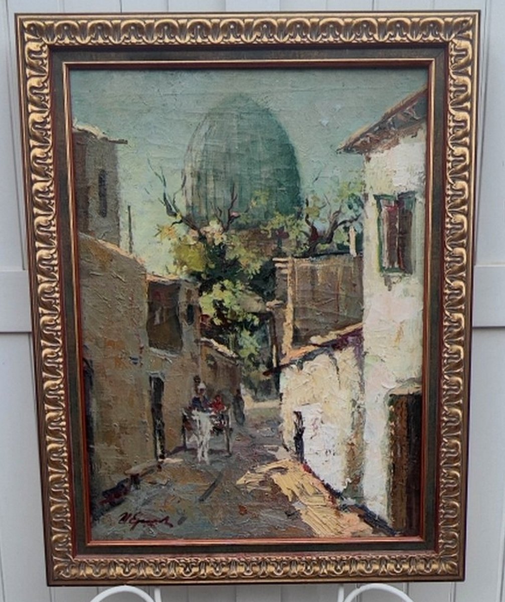 GRAND IMPRESSIONNISTE 1950...JÉRUSALEM , VIEILLE VILLE & QUARTIER JUIF...SIGNÉ CYRILLIQUE  ?-photo-4