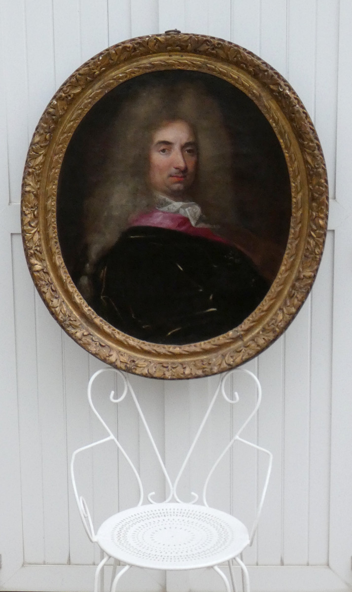 Large Bourgeois Portrait, 17th Century... French Art By Hyacinthe Rigaud & Nicolas De Largillierre -photo-2