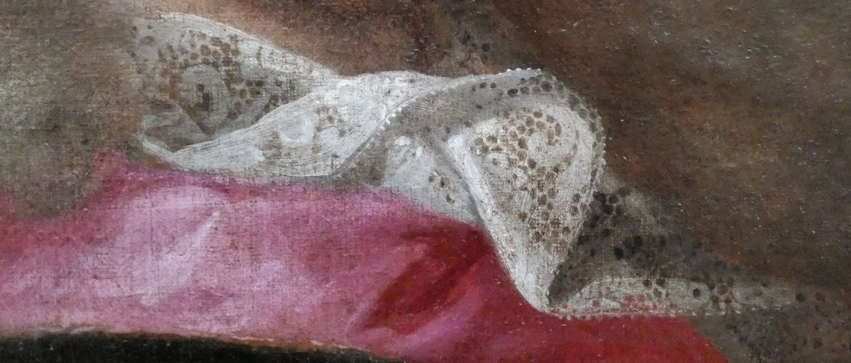 Large Bourgeois Portrait, 17th Century... French Art By Hyacinthe Rigaud & Nicolas De Largillierre -photo-3