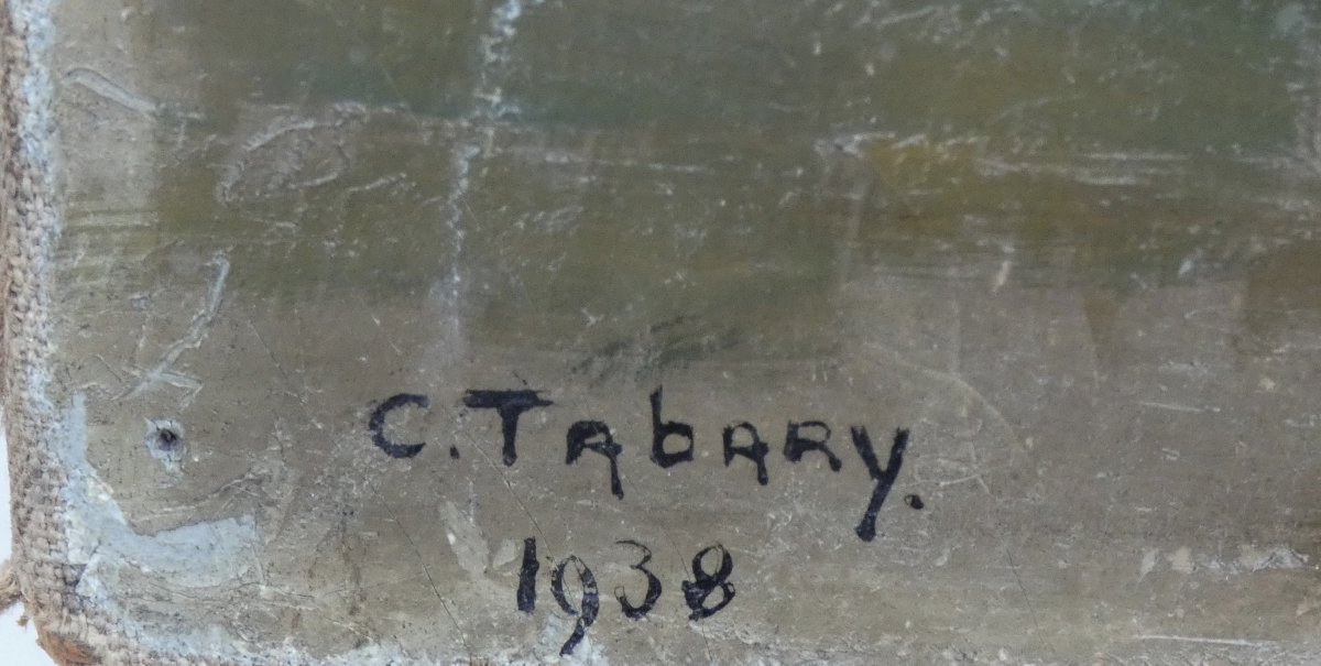 Céline Tabary 1908-1993 - Large Canvas - Lively Landscape In The Pas-de-calais With Windmill-photo-2