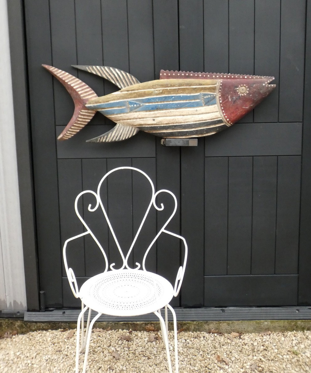 ART POPULAIRE AFRICAIN XXe  -TRÈS GRAND POISSON BOZO- 117 CM-  RITES DU PEUPLE PÊCHEUR DU MALI -photo-4