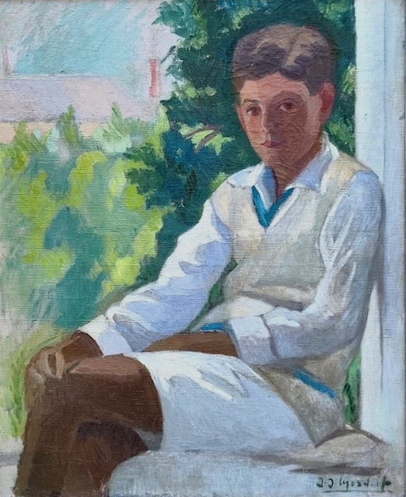 GRANDE TOILE 1920 -1930...PORTRAIT D'UN ENFANT ÉLÉGAMMENT HABILLÉ-  SIGNATURE ? -photo-4