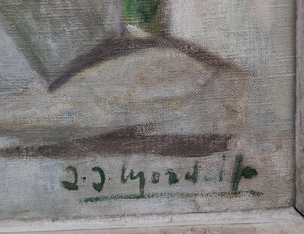 GRANDE TOILE 1920 -1930...PORTRAIT D'UN ENFANT ÉLÉGAMMENT HABILLÉ-  SIGNATURE ? -photo-4