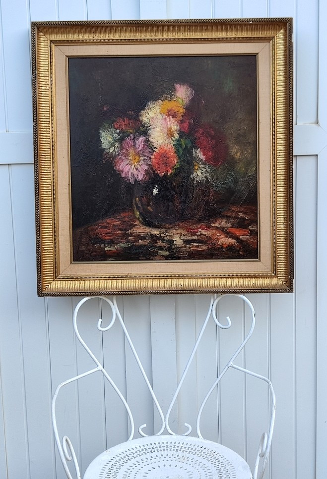 Francois Maury 1861-1933...large Still Life With Impressionist Bouquet Of Flowers-photo-2