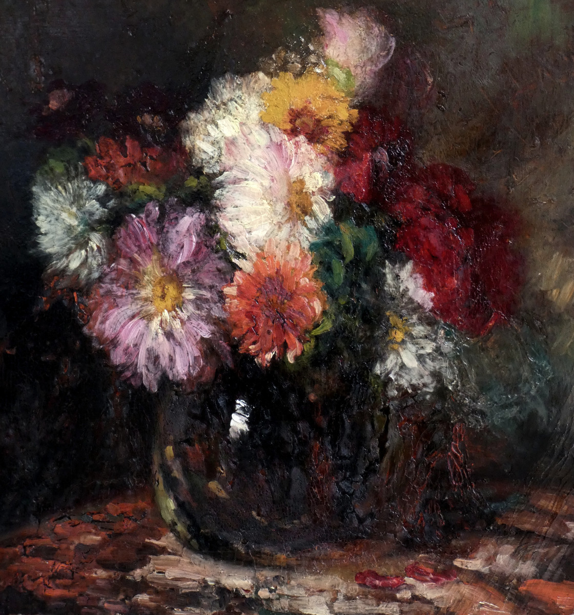 FRANCOIS MAURY 1861-1933...GRANDE NATURE-MORTE AU BOUQUET DE FLEURS IMPRESSIONNISTE-photo-4