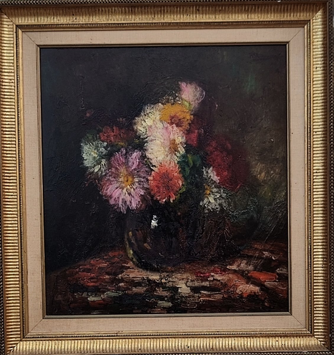 Francois Maury 1861-1933...large Still Life With Impressionist Bouquet Of Flowers-photo-4