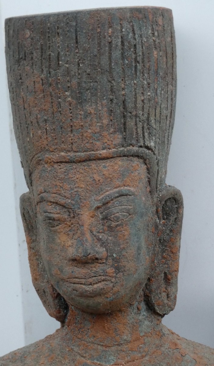 19th-20th Century Bronze Sculpture - Hindu Worship Of The Khmer People Of Cambodia - The God Vishnu-photo-3