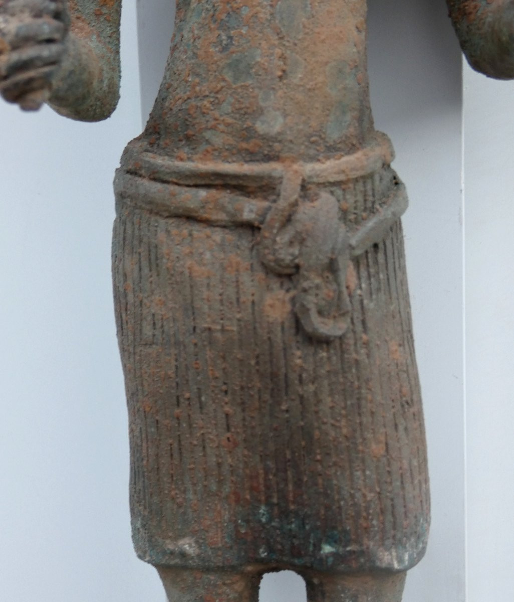 19th-20th Century Bronze Sculpture - Hindu Worship Of The Khmer People Of Cambodia - The God Vishnu-photo-5