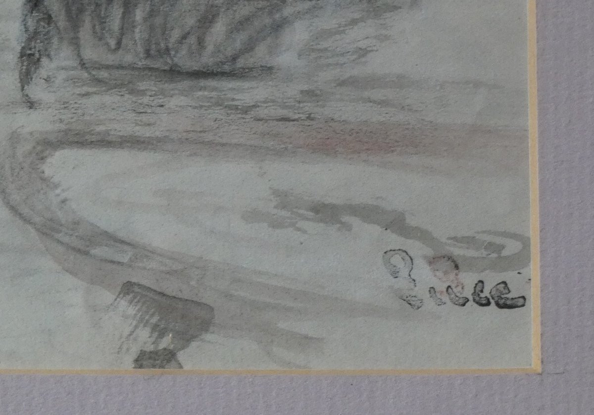 MAXIMILIEN LUCE 1858-1941--ÉTUDE A L’AQUARELLE--PAYSAGE URBAIN AVEC FLEUVE TRAVERSÉ PAR UN PONT-photo-2