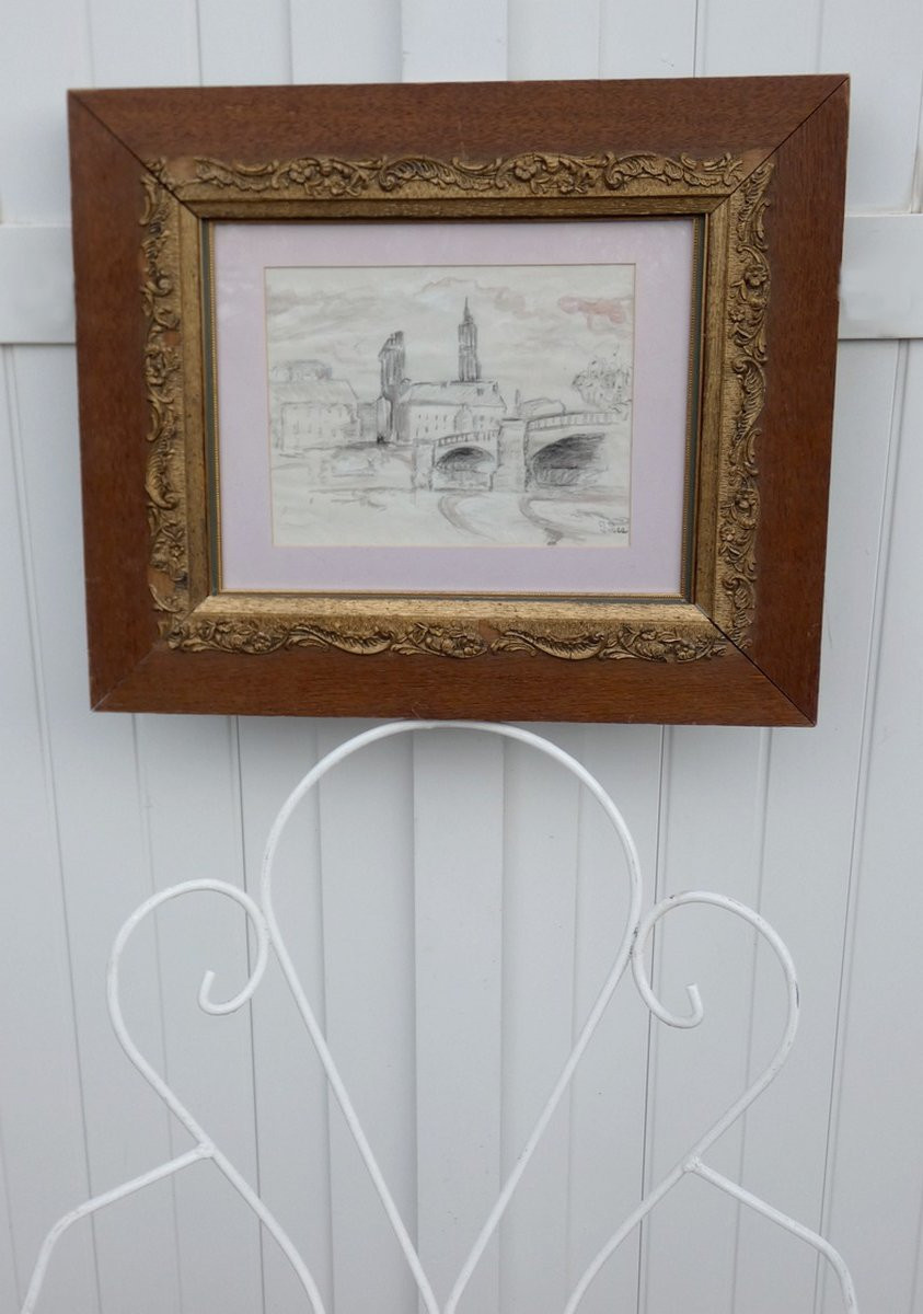 MAXIMILIEN LUCE 1858-1941--ÉTUDE A L’AQUARELLE--PAYSAGE URBAIN AVEC FLEUVE TRAVERSÉ PAR UN PONT-photo-7