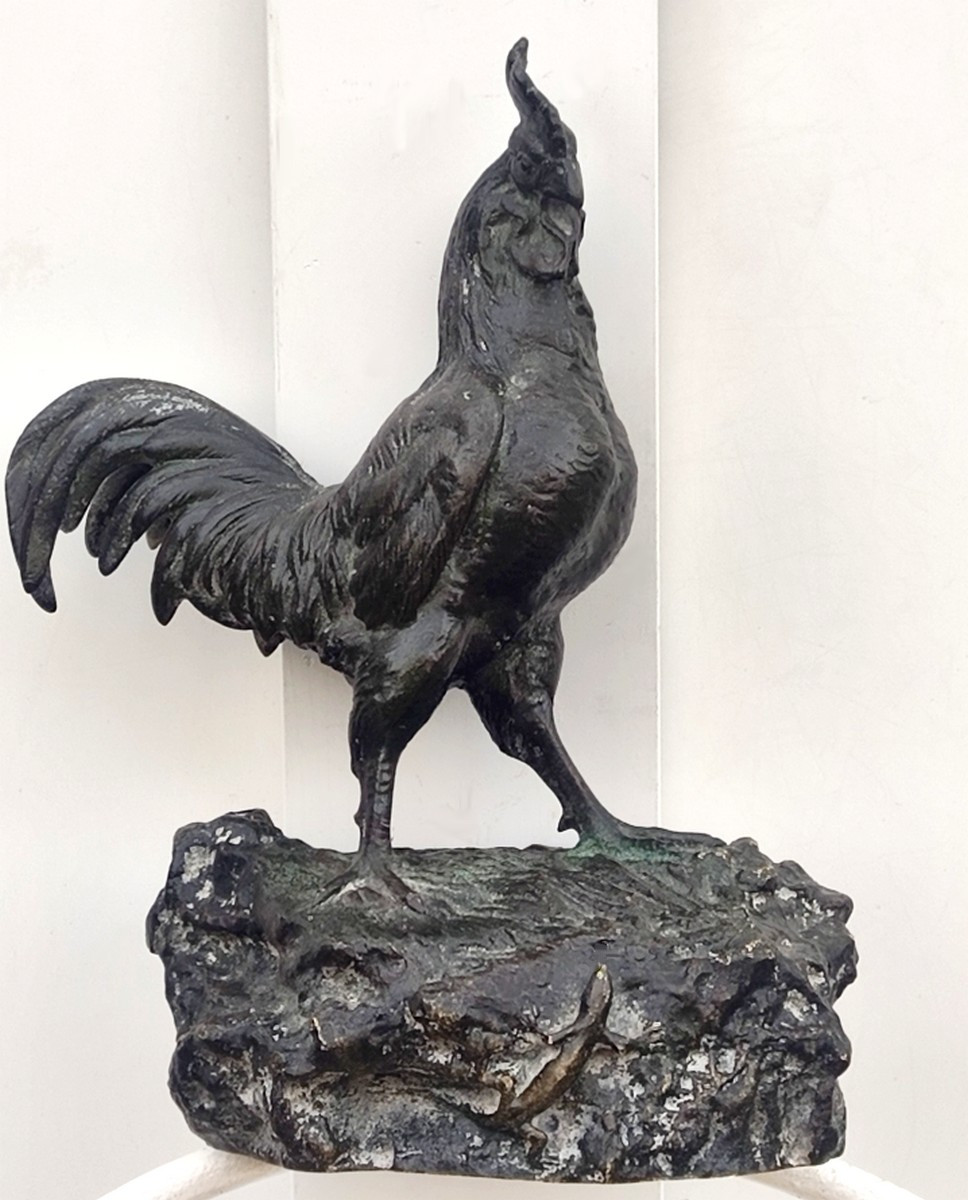 ROSA BONHEUR 1822-1899 - BRONZE ANIMALIER - LE COQ AU LÉZARD