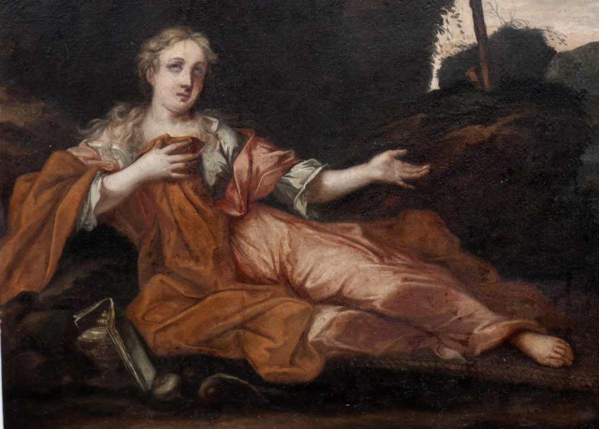 GRANDE TOILE BIBLIQUE XVIIIe - MARIE-MADELEINE - DES SAINTES-MARIE  DE LA MER A LA SAINTE-BAUME-photo-4