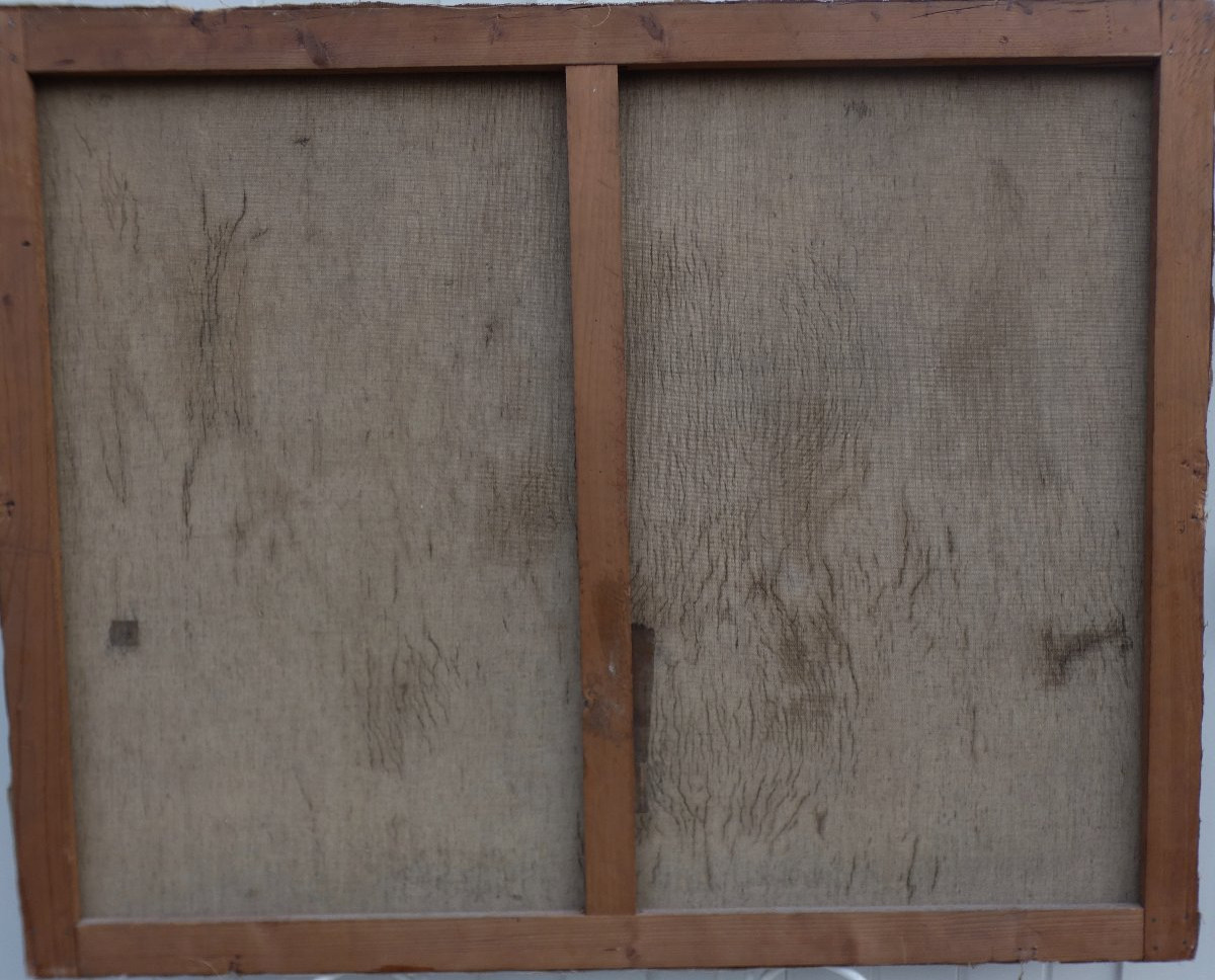 GRANDE TOILE ÉCOLE DE BARBIZON 1900 - CLAIR-OBSCUR DANS UNE BERGERIE AVEC MOUTONS- SIGNÉ ?  -photo-8