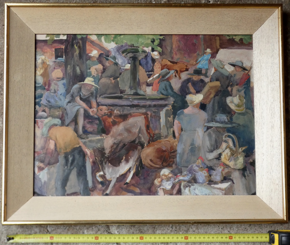 Henri Clamens 1905-1937 - Large Gouache Painting - The Provençal Livestock Market -photo-3