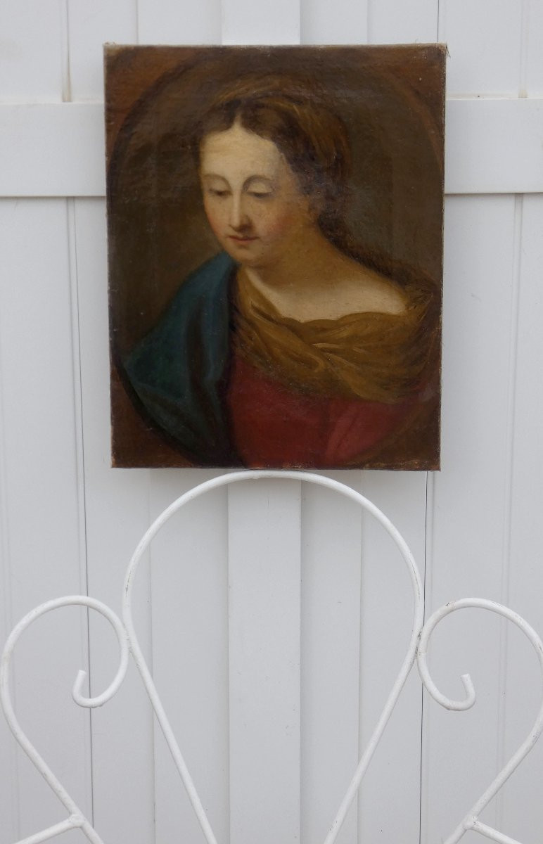 Portrait Of A Madonna, Inspired By An Italian School...canvas Circa 1830-1850-photo-5