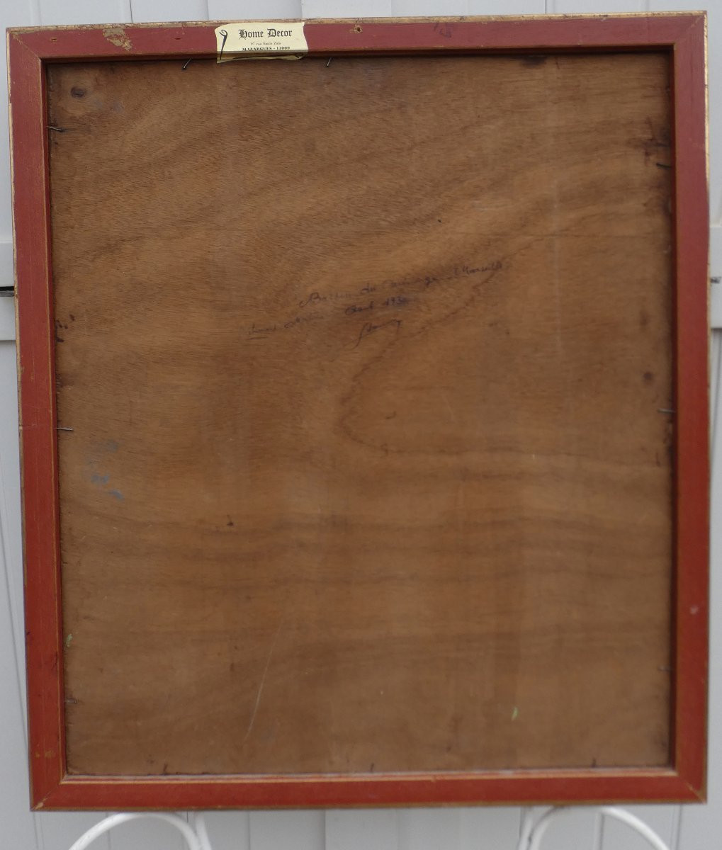 GRAND TABLEAU IMPRESSIONNISTE 1930 - MARSEILLE AVEC LES  EFFETS DU SOLEIL LEVANT-  SIGNATURE ?-photo-7