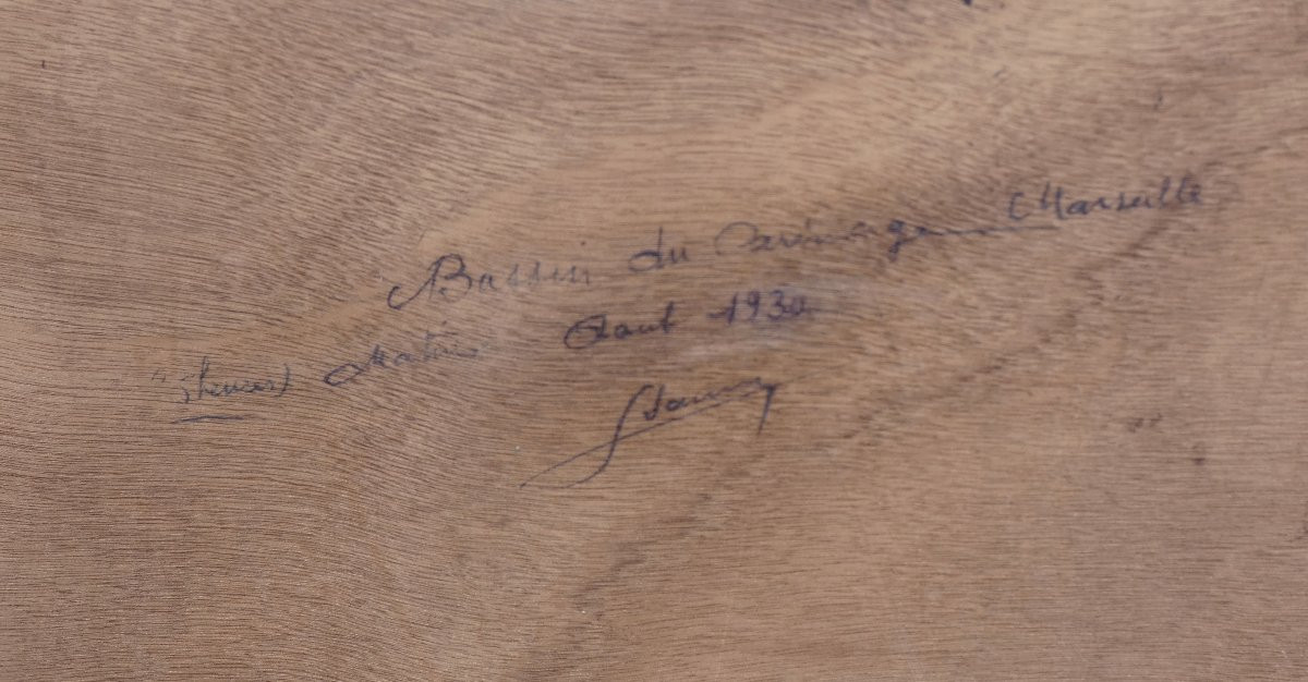 GRAND TABLEAU IMPRESSIONNISTE 1930 - MARSEILLE AVEC LES  EFFETS DU SOLEIL LEVANT-  SIGNATURE ?-photo-8