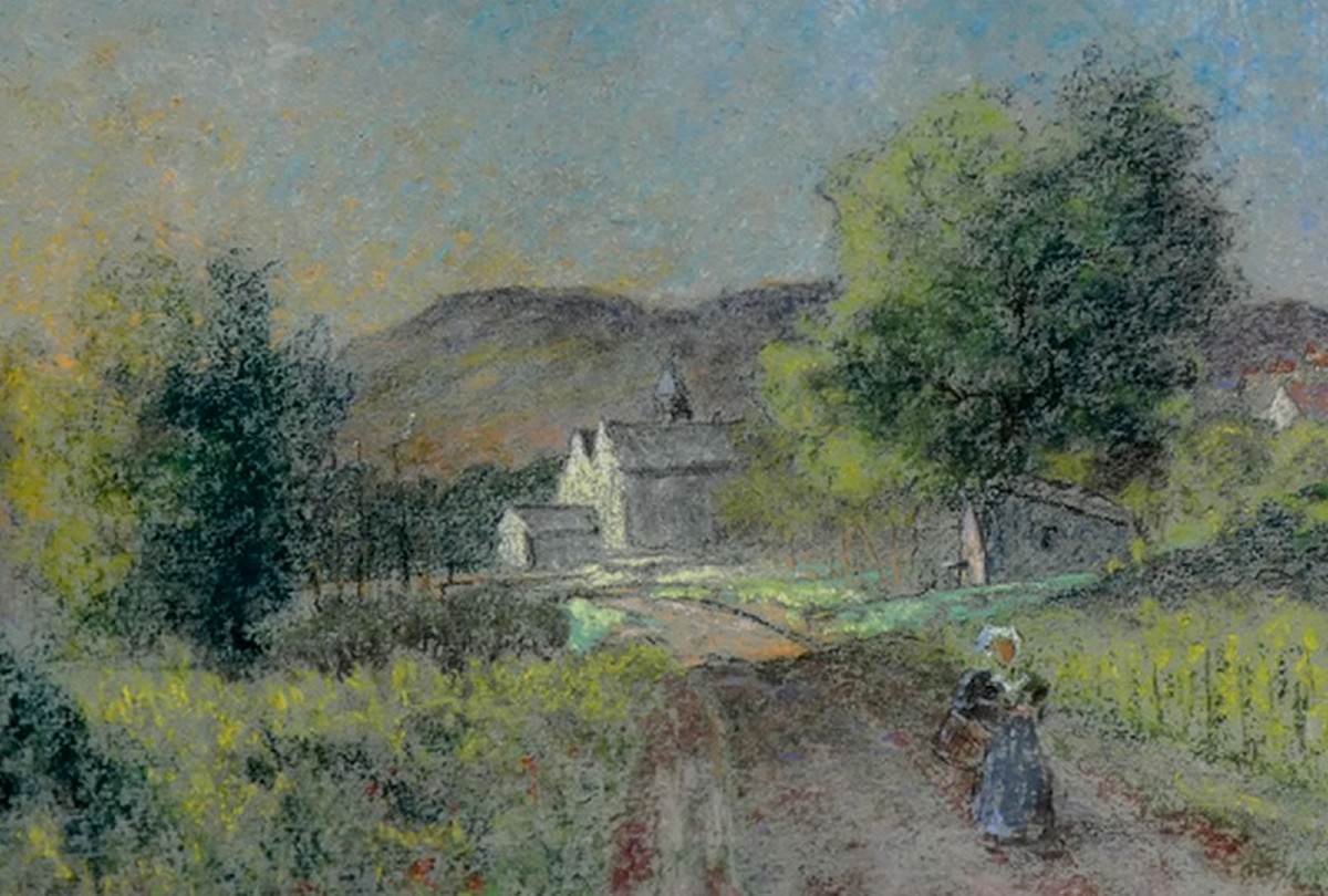 PIERRE PRINS 1838-1913...GRAND PASTEL IMPRESSIONNISTE...PAYSAGE ANIMÉ PRÉS DE TRIEL-SUR-SEINE-photo-4