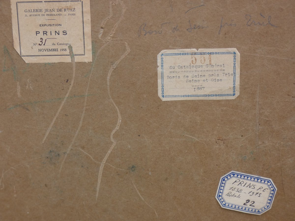 PIERRE PRINS 1838-1913...GRAND PASTEL IMPRESSIONNISTE...PAYSAGE ANIMÉ PRÉS DE TRIEL-SUR-SEINE-photo-8