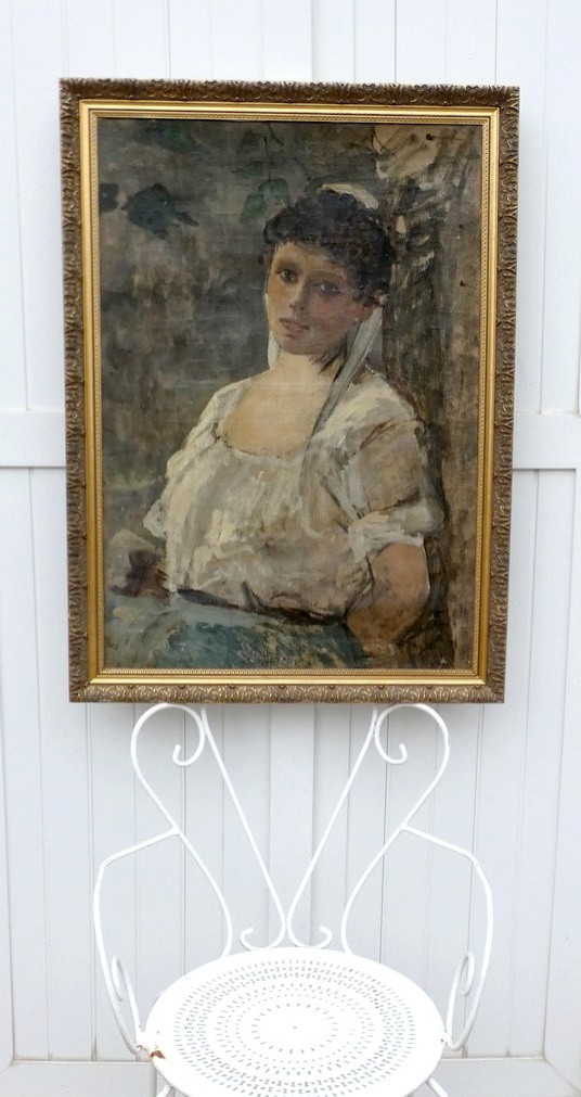 Auguste Durst 1842-1930? - Large Canvas - Dreamy Young Servant Or Lover-photo-2