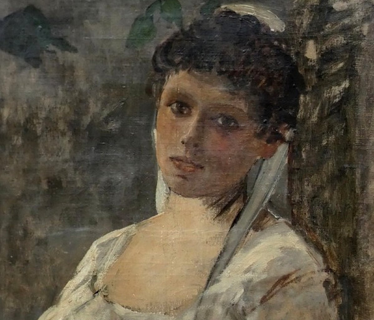 Auguste Durst 1842-1930? - Large Canvas - Dreamy Young Servant Or Lover-photo-1