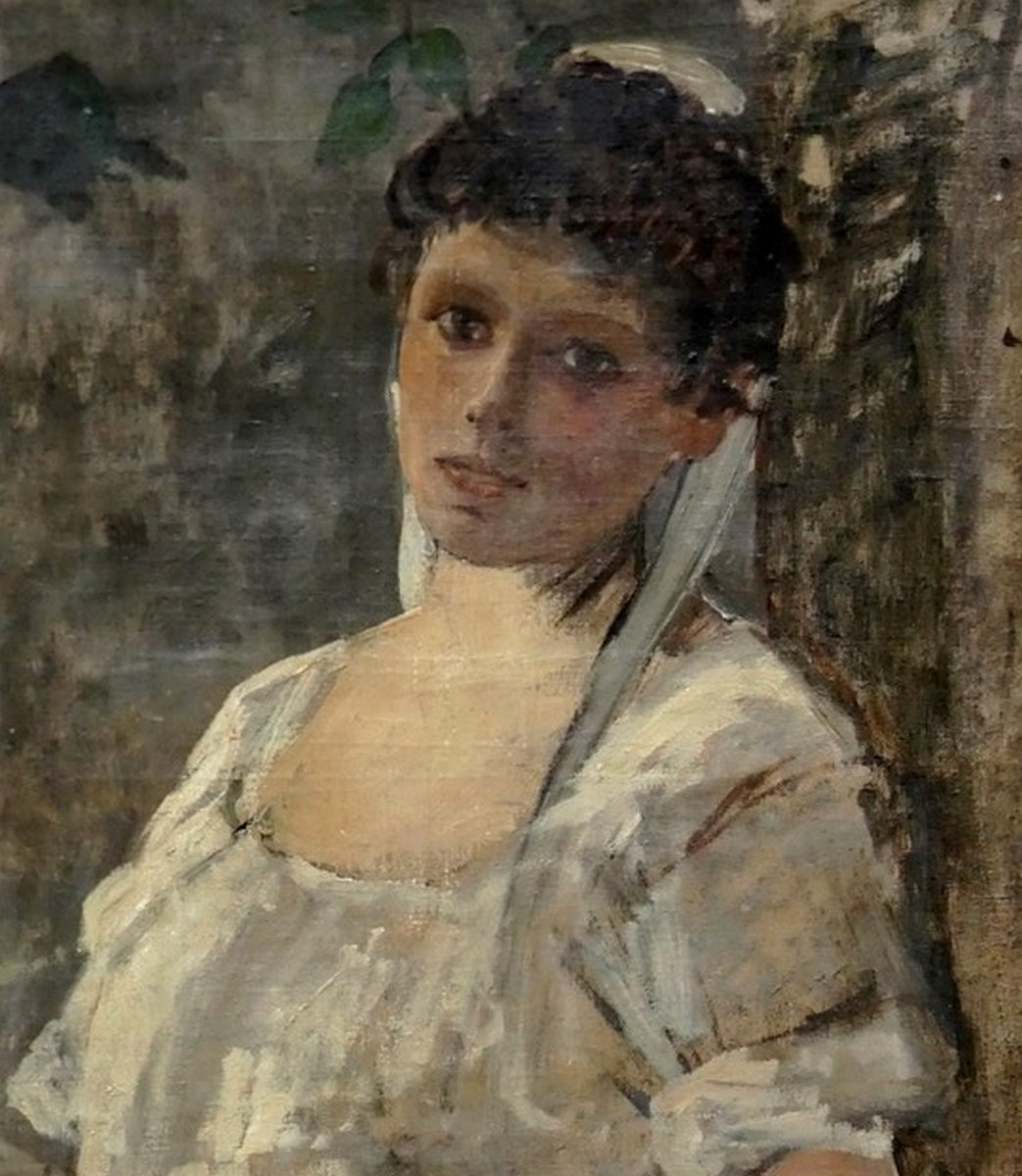 Auguste Durst 1842-1930? - Large Canvas - Dreamy Young Servant Or Lover-photo-2