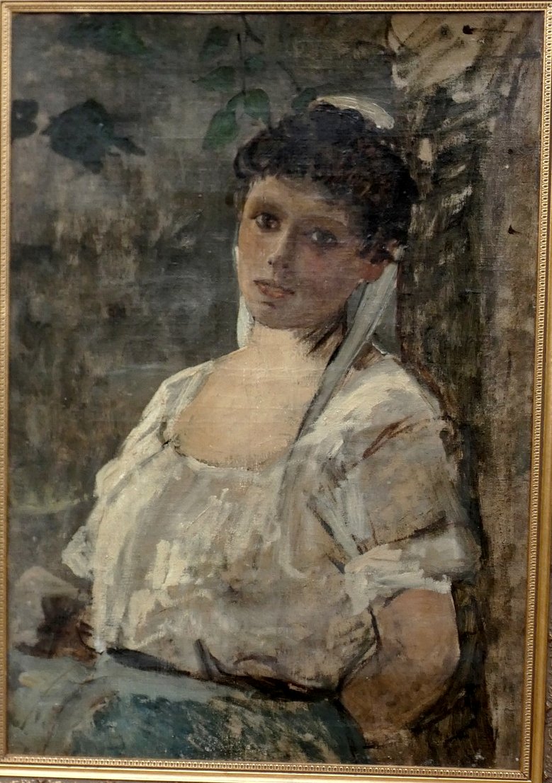 Auguste Durst 1842-1930? - Large Canvas - Dreamy Young Servant Or Lover-photo-3