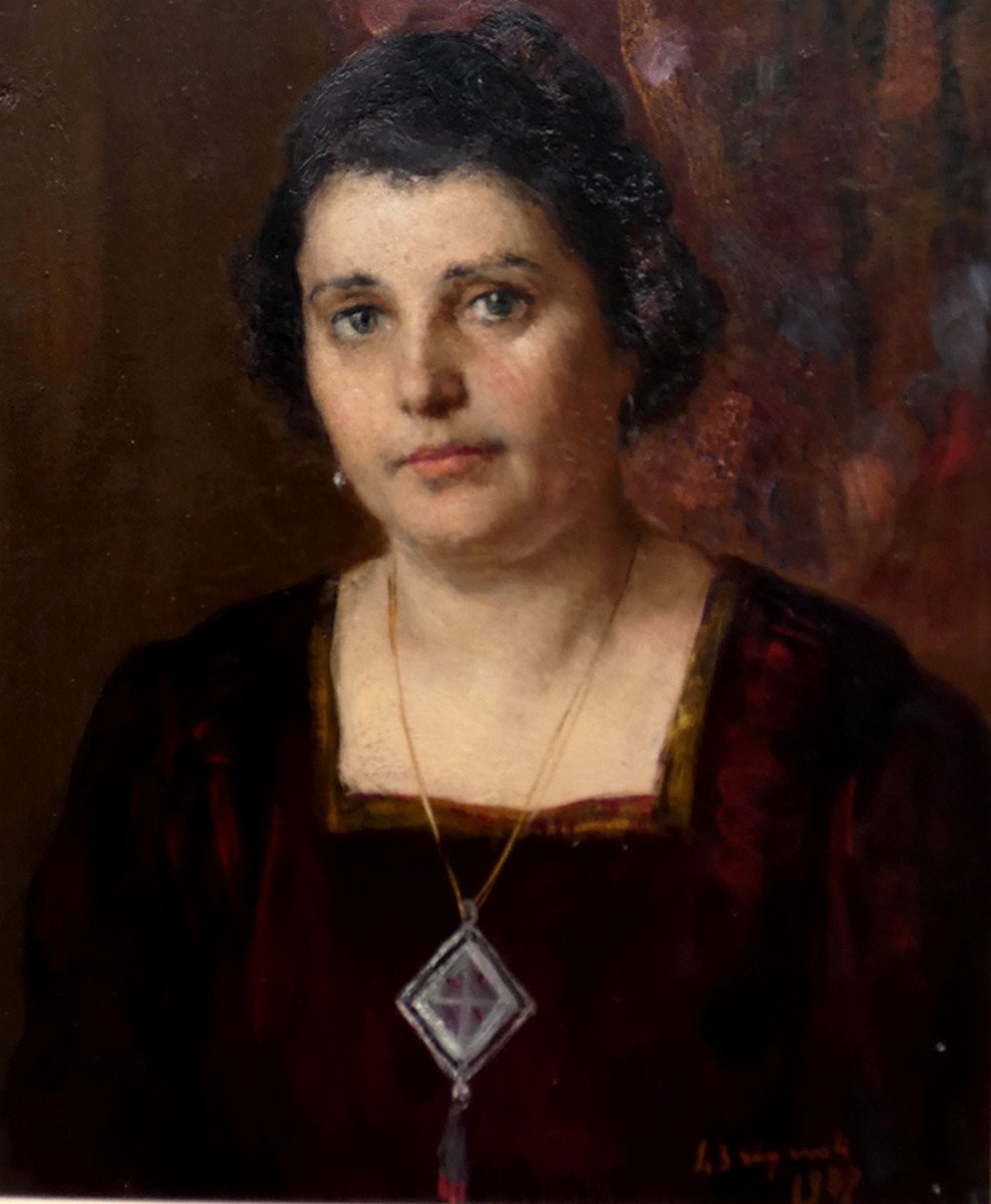 Luigi Brignoli 1881-1952...two Large Portraits Of A Bourgeois Couple In 1937-photo-1