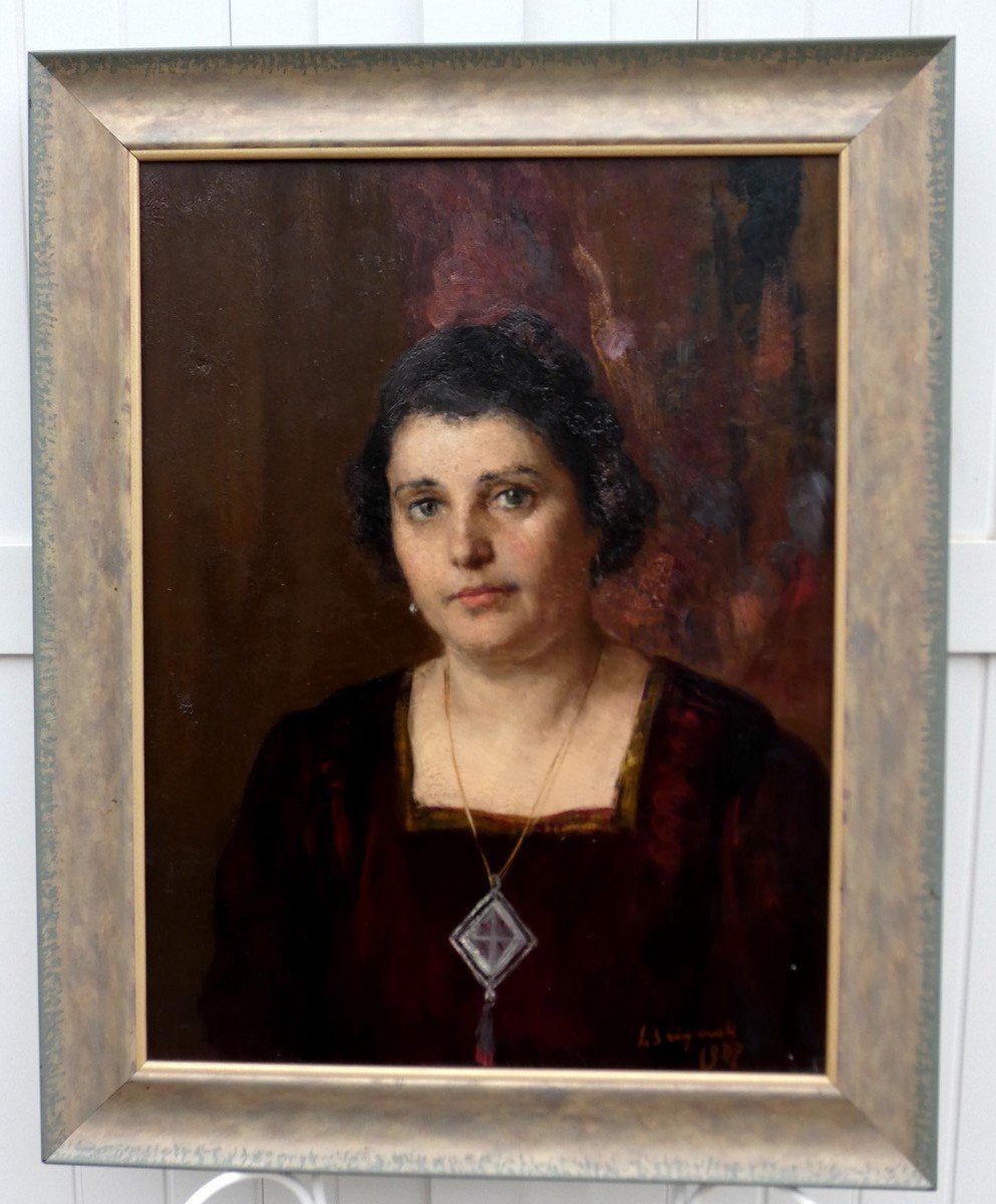 Luigi Brignoli 1881-1952...two Large Portraits Of A Bourgeois Couple In 1937-photo-2