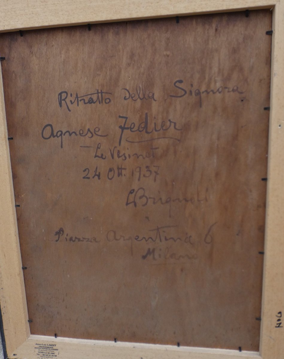 Luigi Brignoli 1881-1952...two Large Portraits Of A Bourgeois Couple In 1937-photo-7