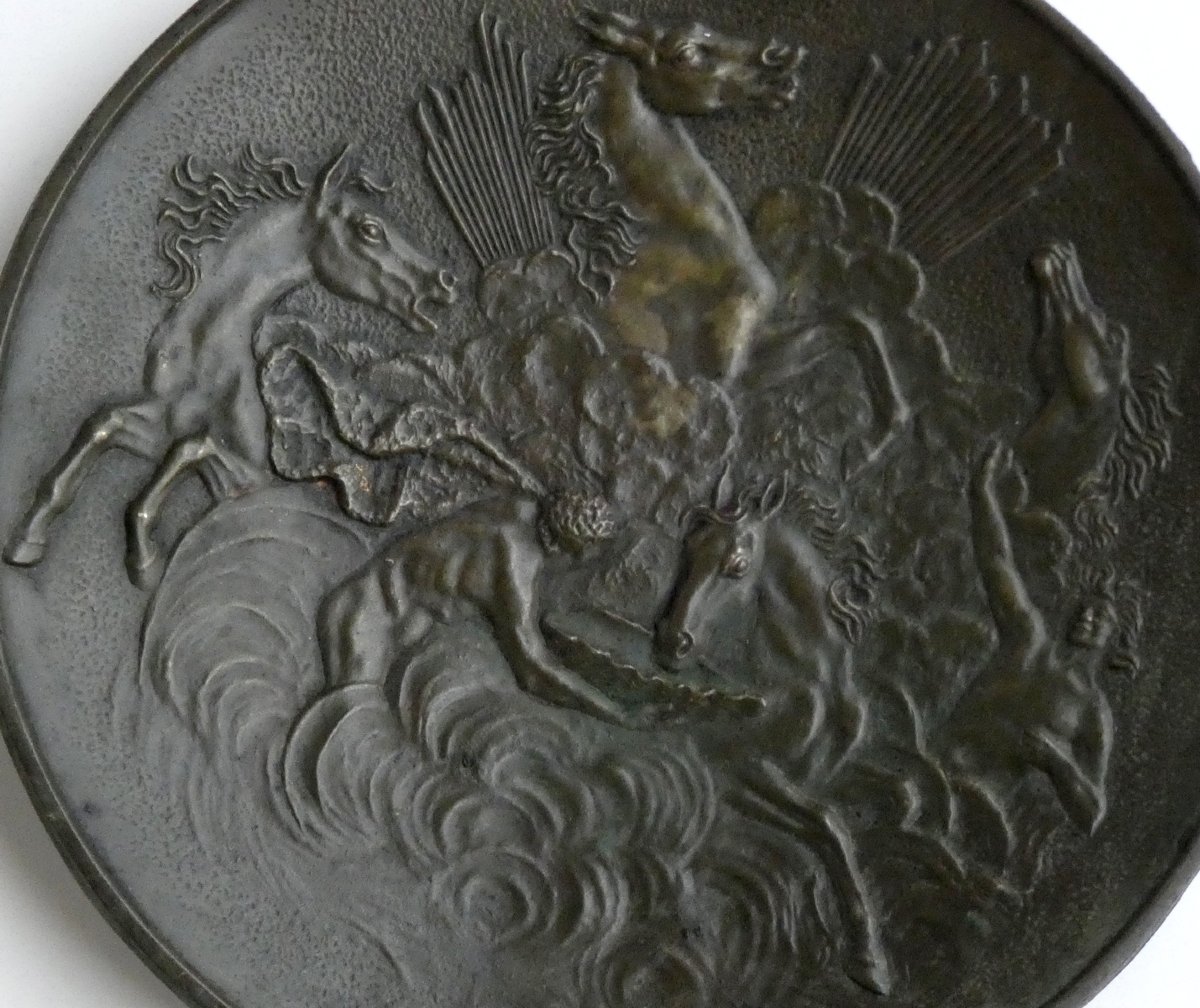 MAX LE VERRIER 1891-1973...BRONZE ART DÉCO...GRANDE COUPE AUX CHEVAUX D'APOLLON-photo-2