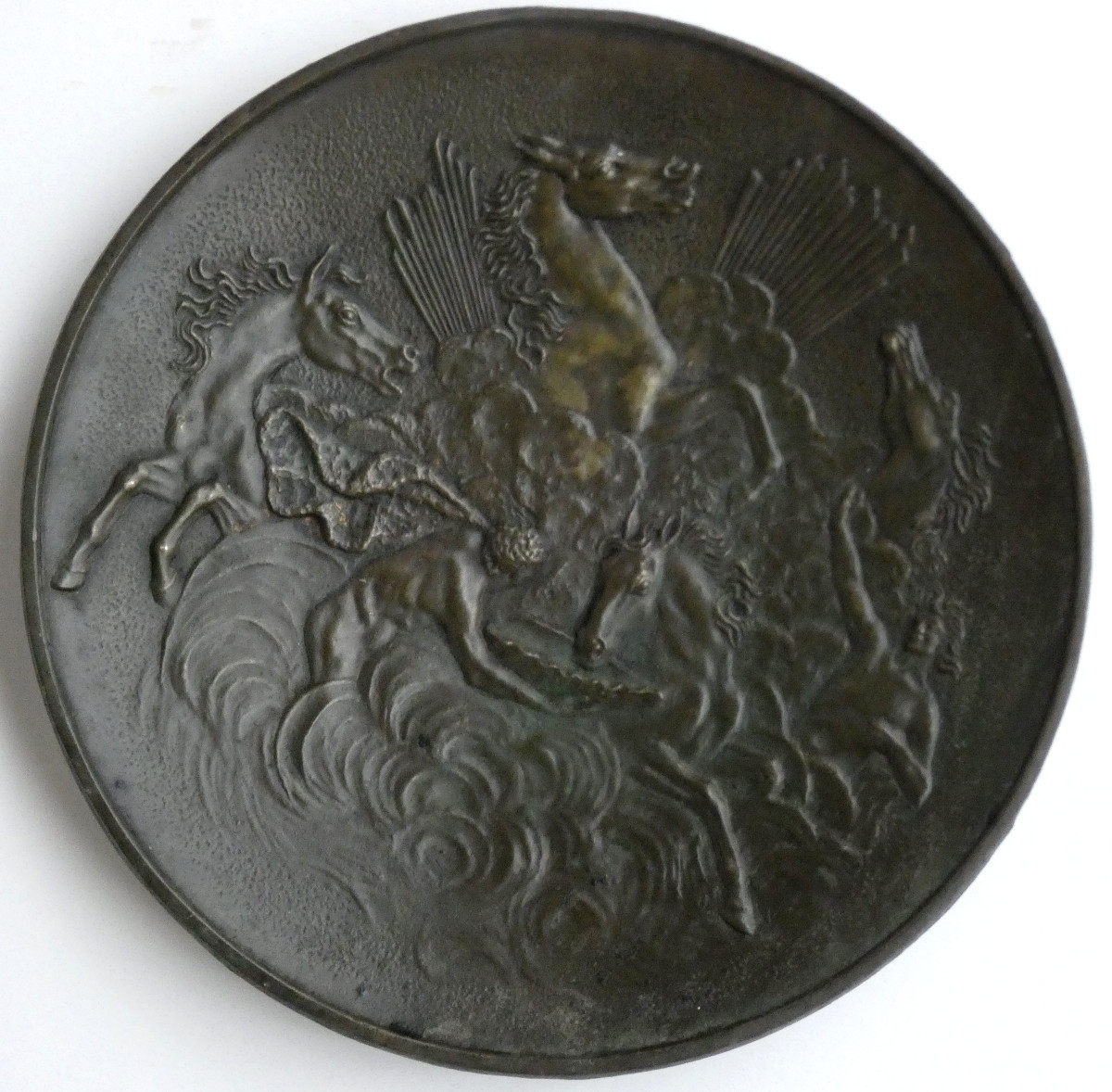 MAX LE VERRIER 1891-1973...BRONZE ART DÉCO...GRANDE COUPE AUX CHEVAUX D'APOLLON