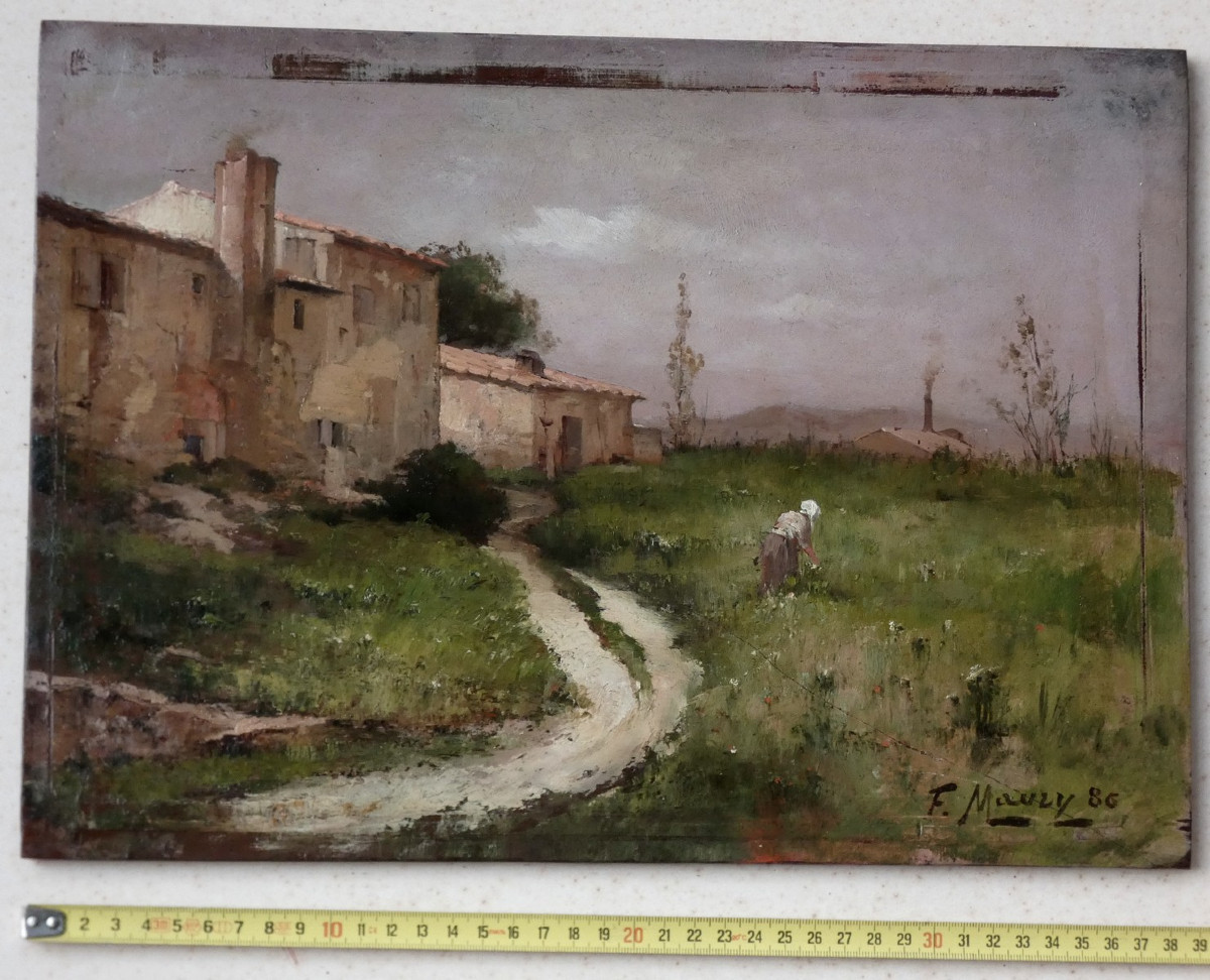 FRANÇOIS MAURY 1861-1933 - PAYSAGE IMPRESSIONNISTE - MAS ANIMÉ DANS LE MIDI DE LA FRANCE-photo-3