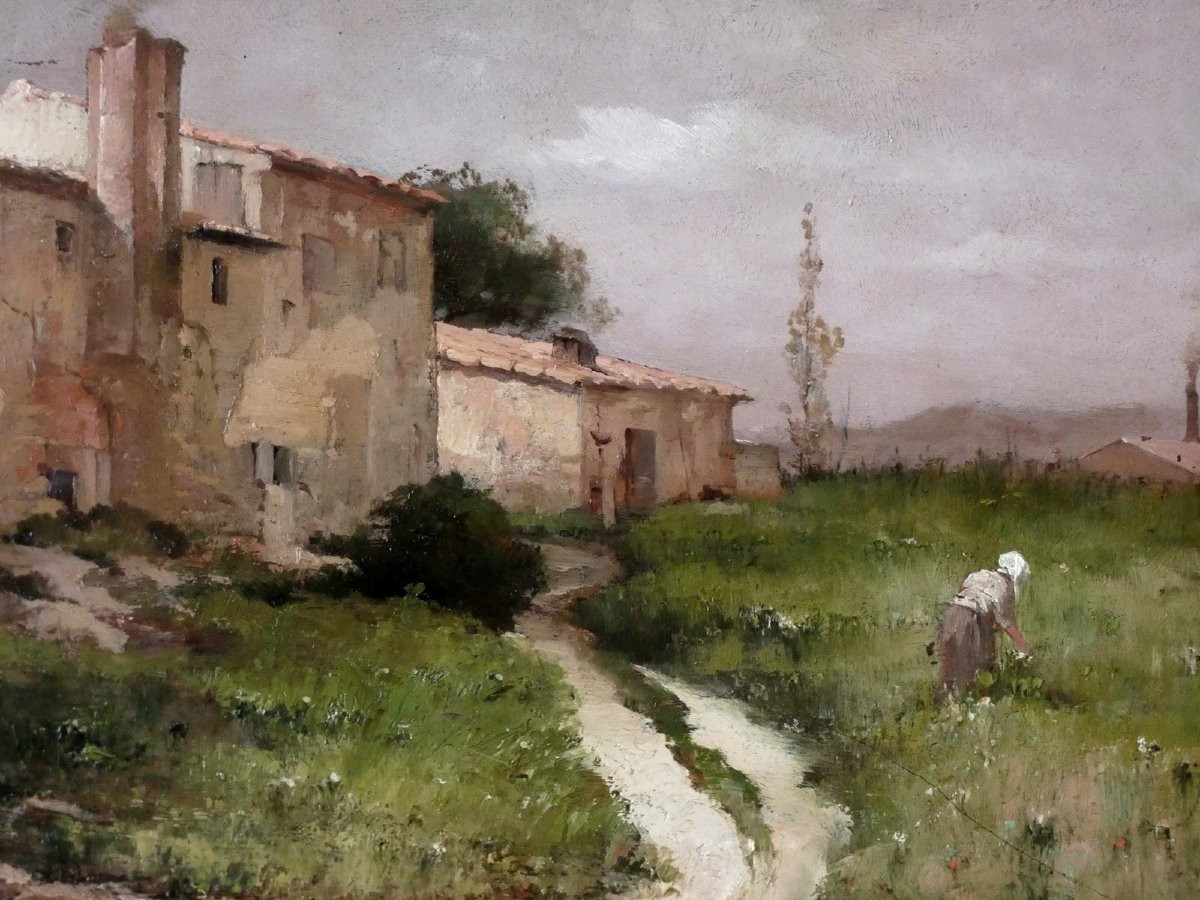 FRANÇOIS MAURY 1861-1933 - PAYSAGE IMPRESSIONNISTE - MAS ANIMÉ DANS LE MIDI DE LA FRANCE-photo-4