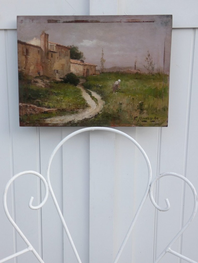 FRANÇOIS MAURY 1861-1933 - PAYSAGE IMPRESSIONNISTE - MAS ANIMÉ DANS LE MIDI DE LA FRANCE-photo-6