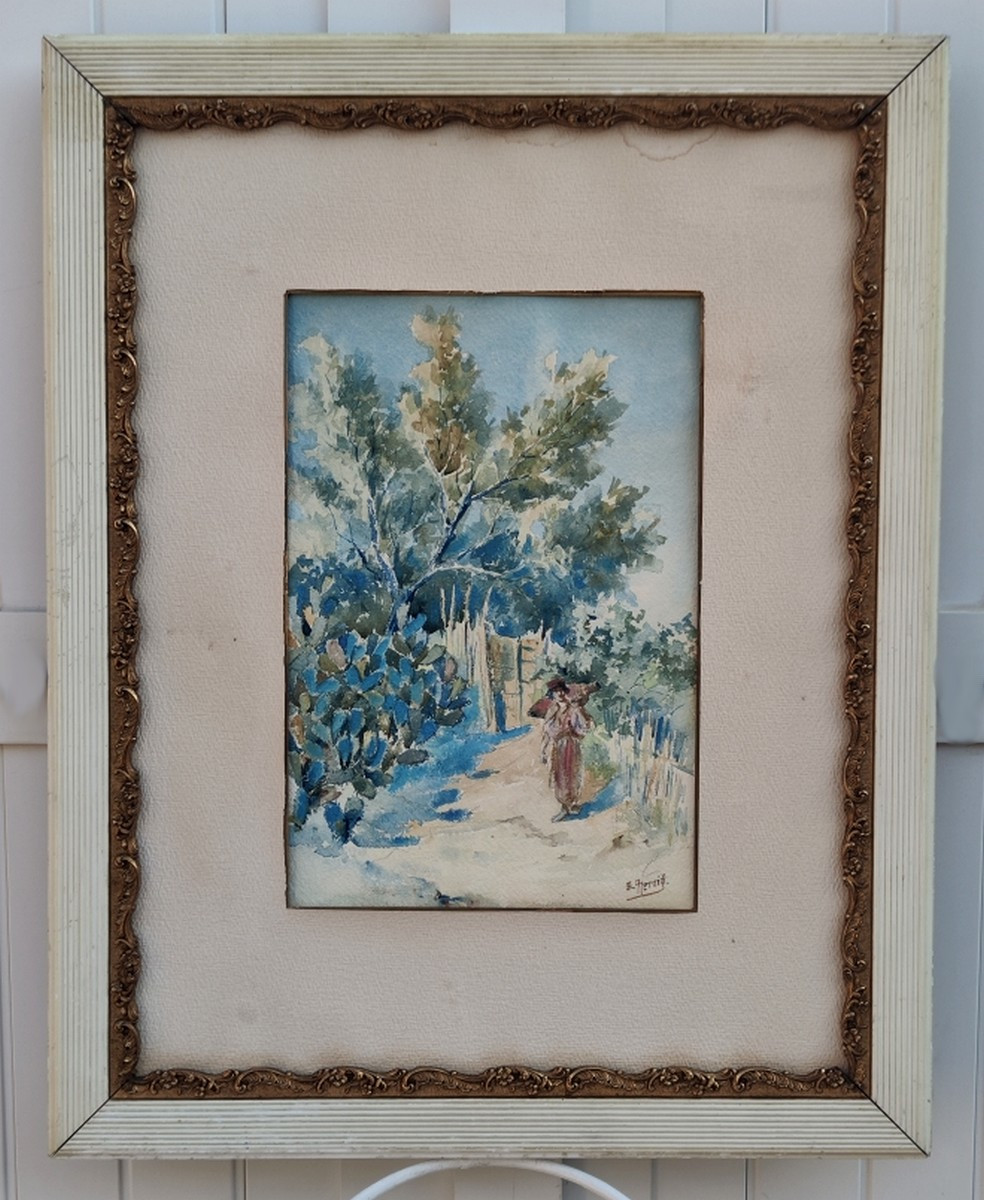 ÉDOUARD HERZIG 1860-1926...GRANDE AQUARELLE...ALGÉRIE & KABYLIE DES PEINTRES..LA PORTEUSE D'EAU-photo-2