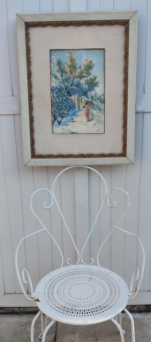 ÉDOUARD HERZIG 1860-1926...GRANDE AQUARELLE...ALGÉRIE & KABYLIE DES PEINTRES..LA PORTEUSE D'EAU-photo-3