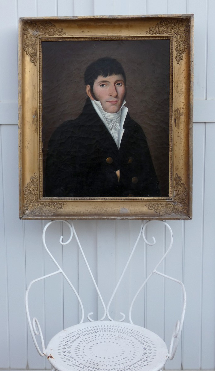 GRAND PORTRAIT DU 1ER EMPIRE VERS 1804-1815...UN JEUNE BOURGEOIS, SOUS LE RÈGNE DE NAPOLÉON-photo-2