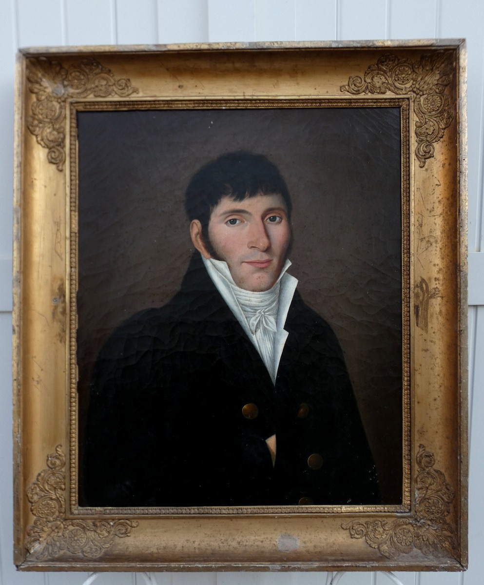 GRAND PORTRAIT DU 1ER EMPIRE VERS 1804-1815...UN JEUNE BOURGEOIS, SOUS LE RÈGNE DE NAPOLÉON-photo-3