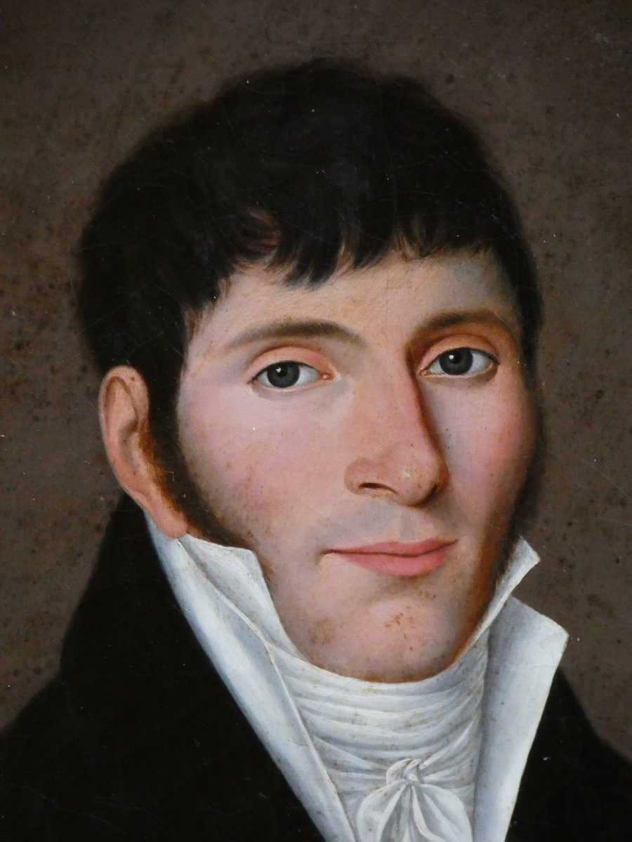 GRAND PORTRAIT DU 1ER EMPIRE VERS 1804-1815...UN JEUNE BOURGEOIS, SOUS LE RÈGNE DE NAPOLÉON-photo-1
