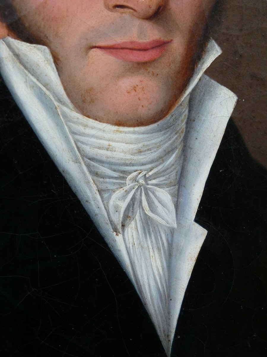 GRAND PORTRAIT DU 1ER EMPIRE VERS 1804-1815...UN JEUNE BOURGEOIS, SOUS LE RÈGNE DE NAPOLÉON-photo-3