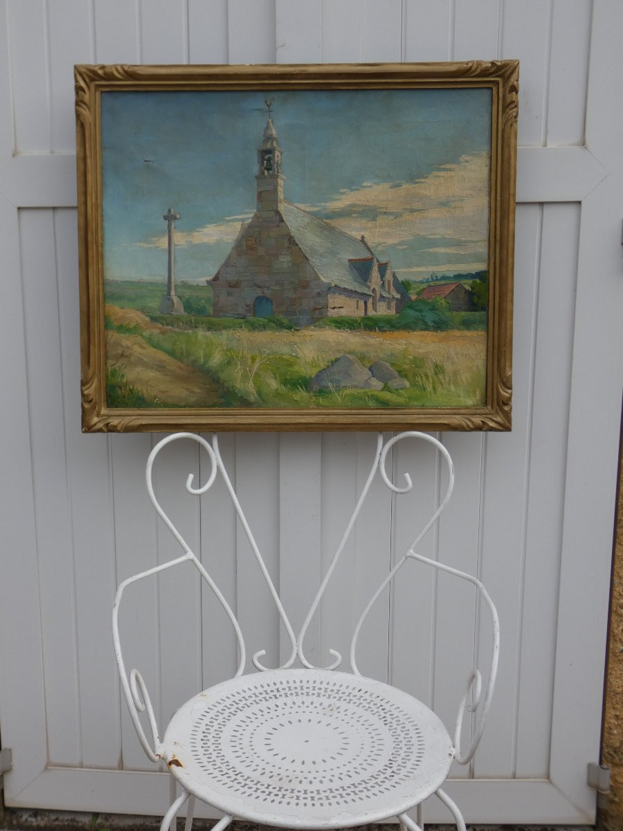 Large 1900 Impressionist Canvas - The Chapel Of Bonne Nouvelle In Trébeurden - Bretagne.-photo-6