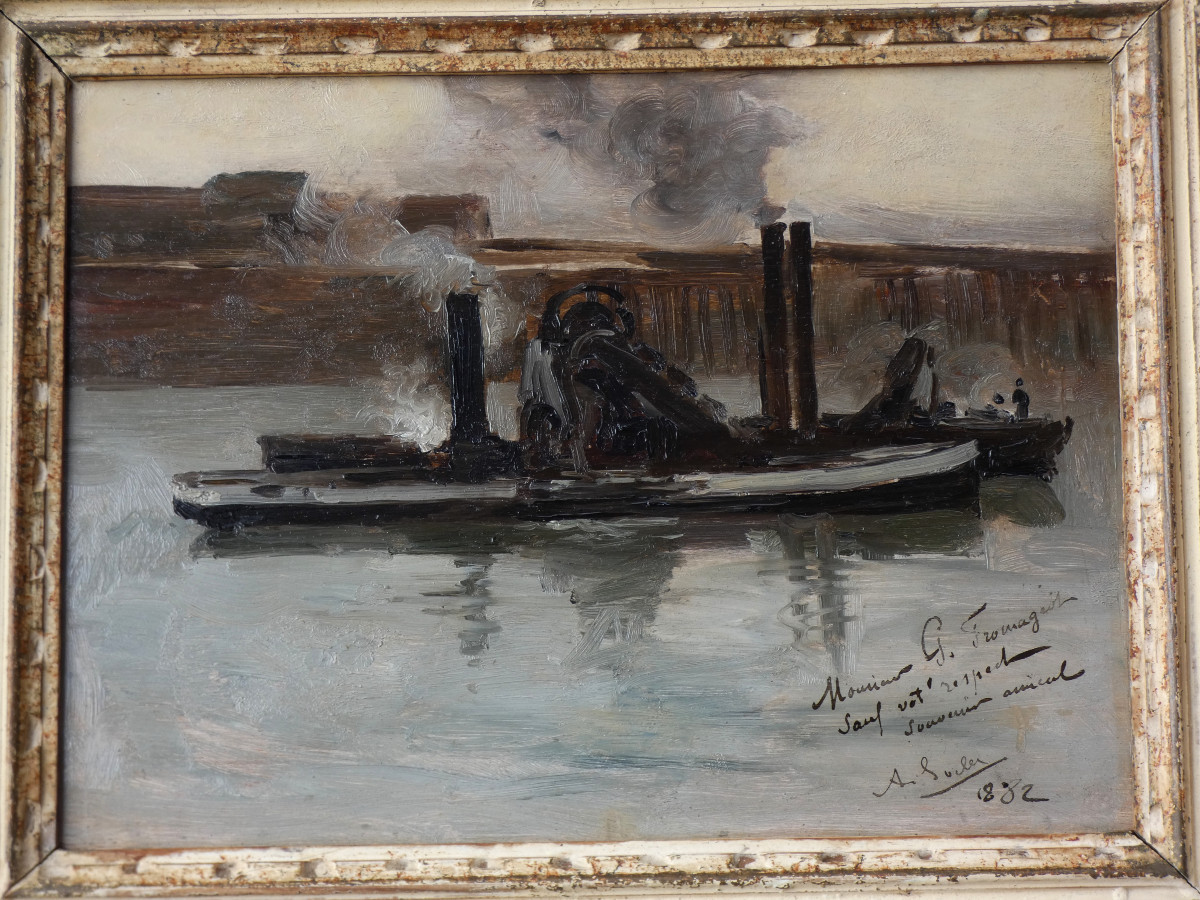 Arthur-louis Soclet 1845-1900...seascape With Boats In The Port Of Le Havre-photo-4